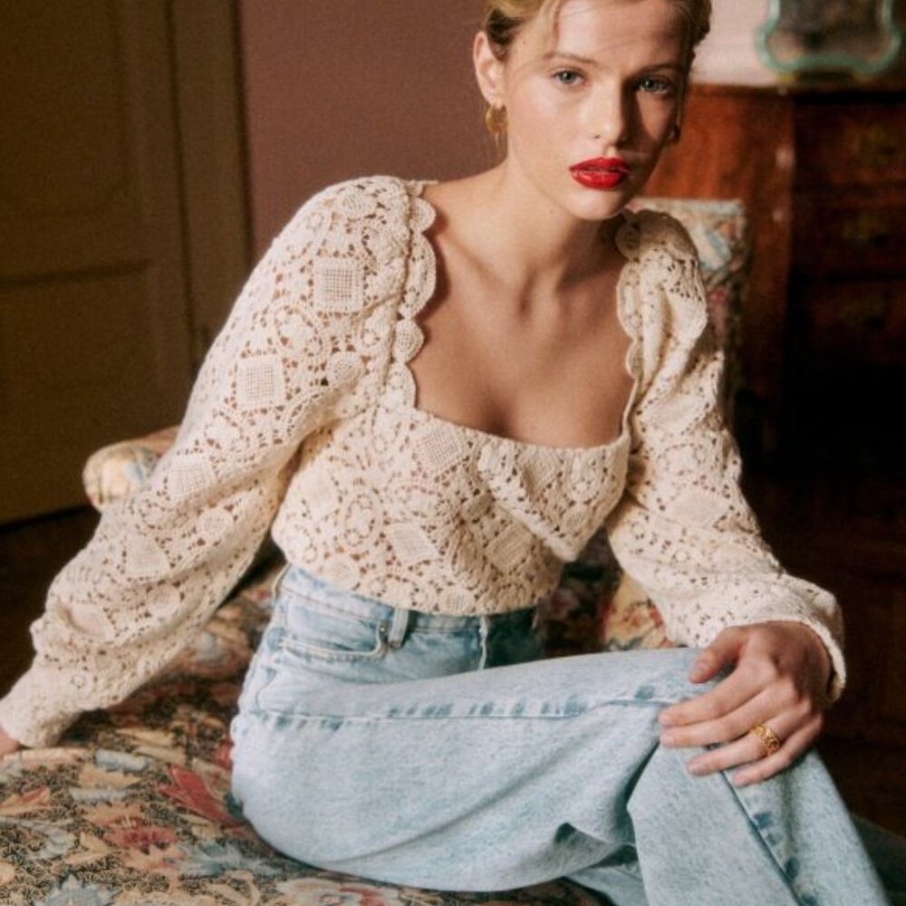 Sézane Alvere Blouse in Ecru